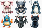 Watercolor Cute Evil Animals Clipart, an Illustration by Canvas Craft (Thumbnail 3 of 7)