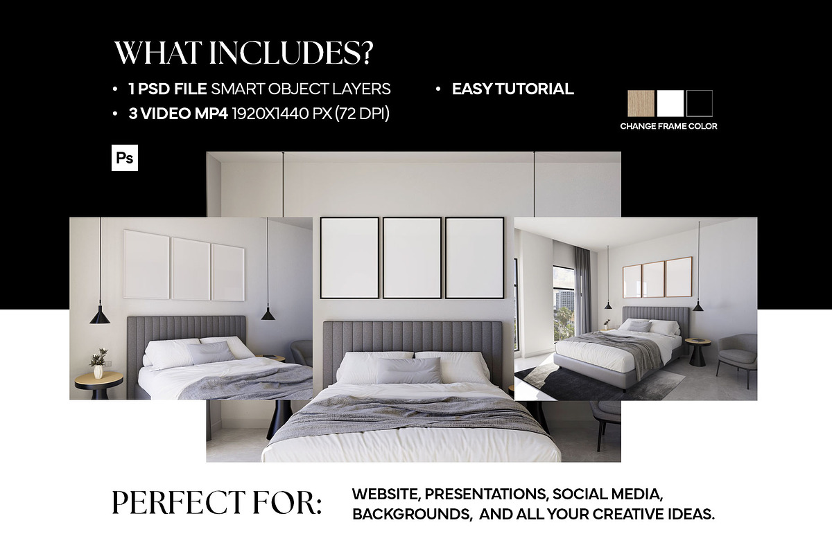 Frame Video Mockup Bedroom PSD, an Advertising Mockup by Drava Mockup (Photo 4 of 5)