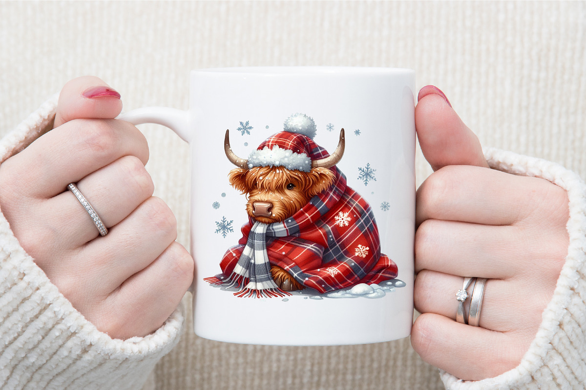 Winter Christmas Highland Cow PNG, an Illustration by Sublimation Artist (Photo 6 of 9)