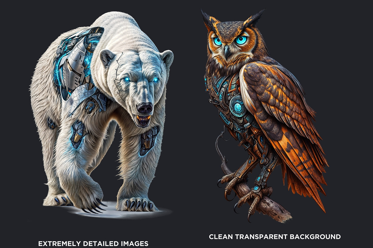Cybernetic Animals Clipart Set, an Animal Illustration by ThatsDesignArt (Photo 2 of 10)