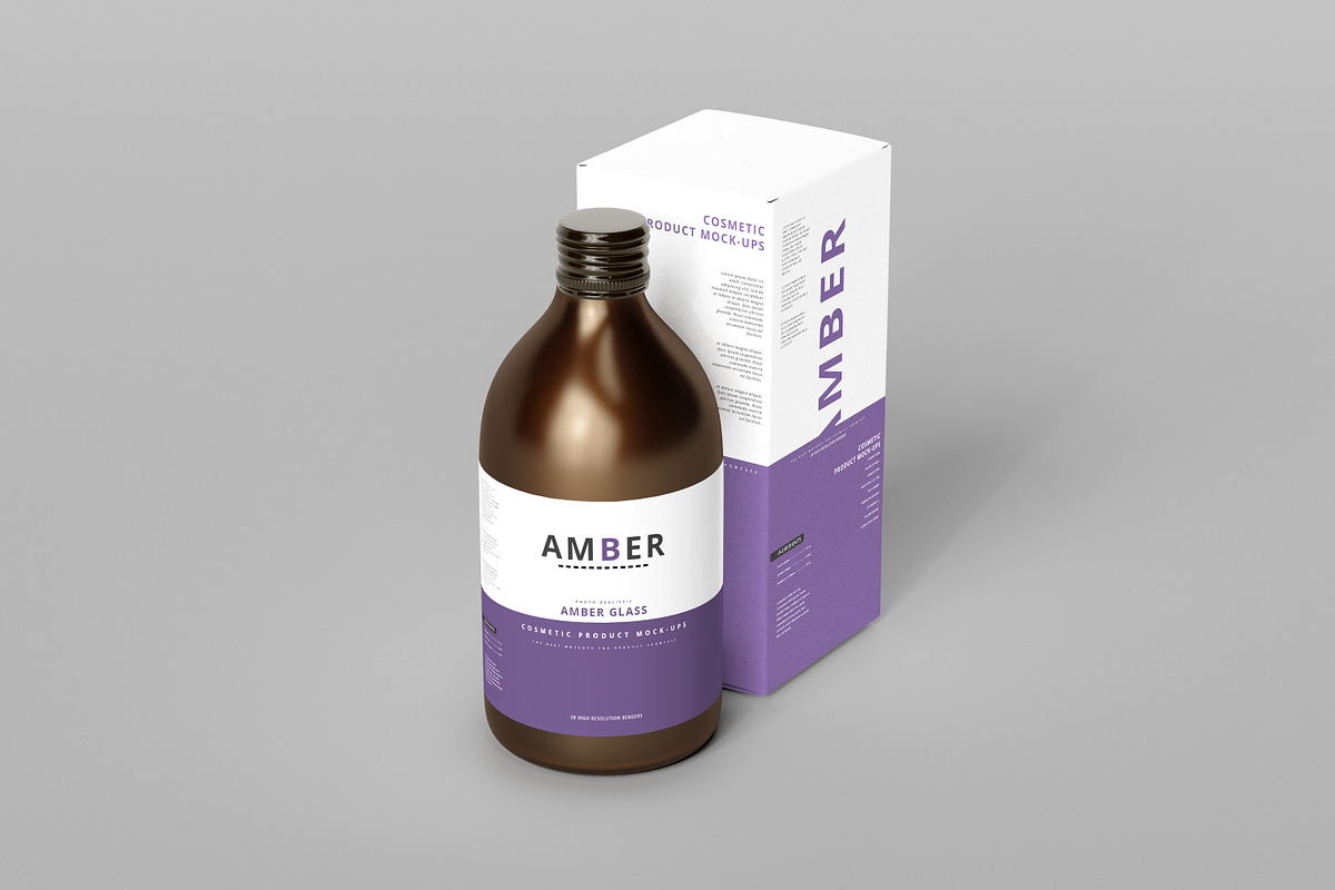 Amber Glass Bottle Mockup, a Cups & Container Mockup by pmvch (Photo 10 of 15)