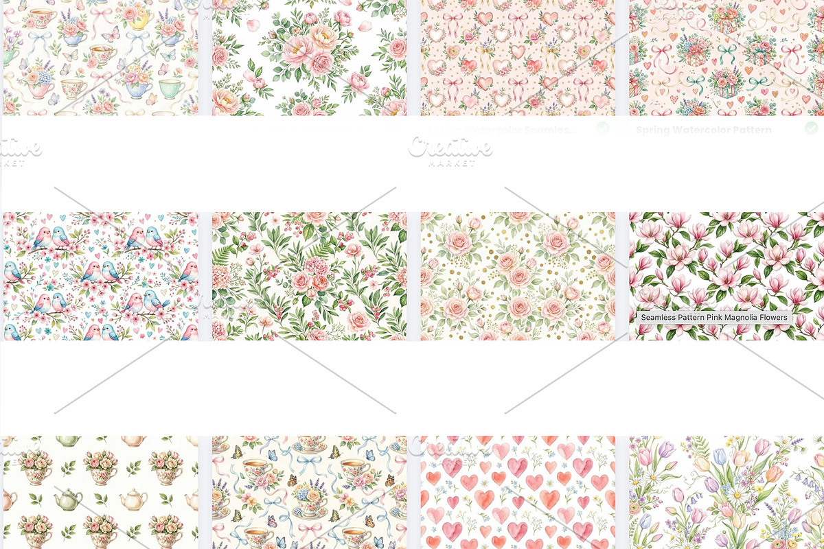 Watercolor Seamless Floral Patterns, a Pattern Graphic by VetalStock (Photo 2 of 3)