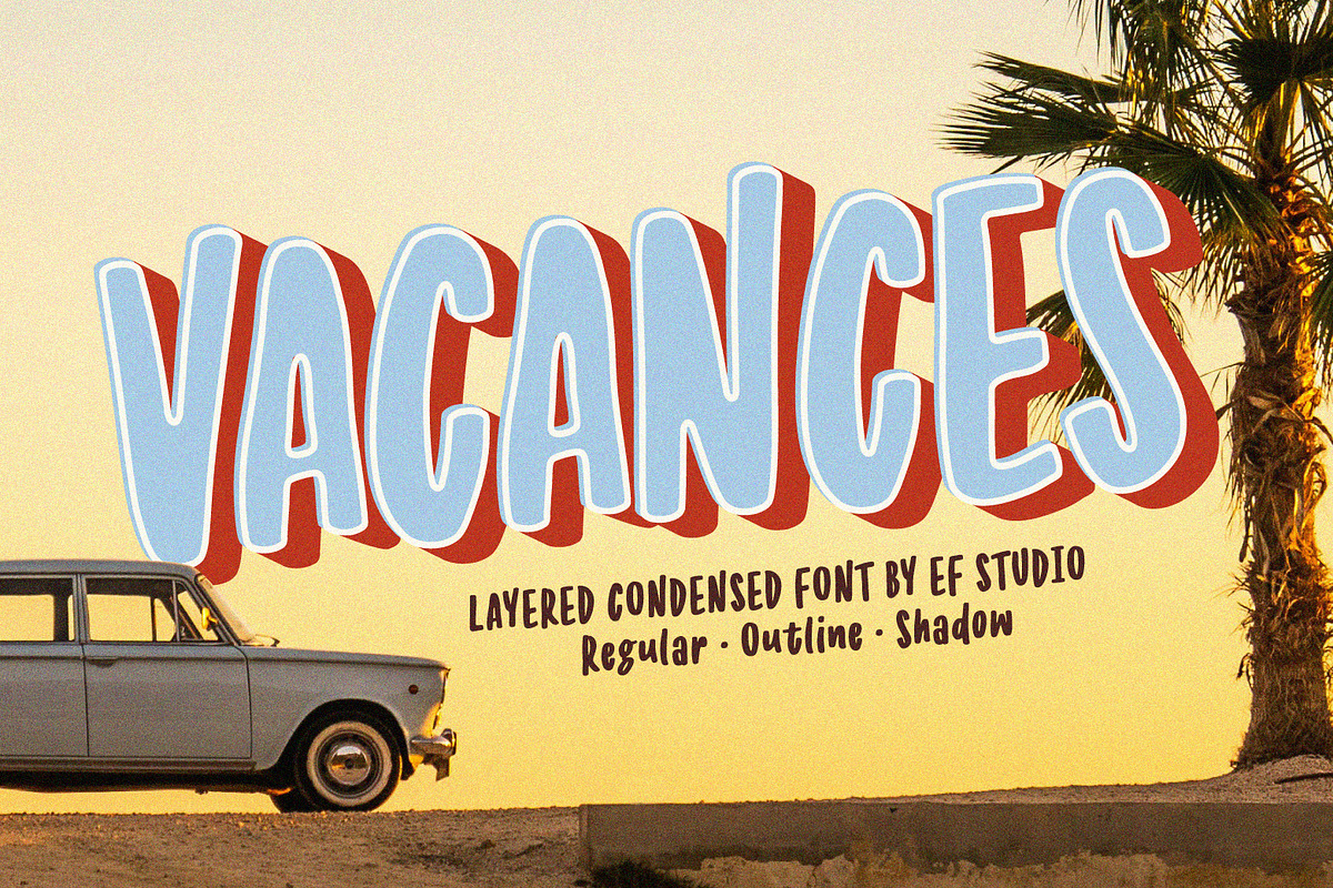 Vacances Layered Condensed Font, a Handwritten Font by Ef Studio (Photo 1 of 12)