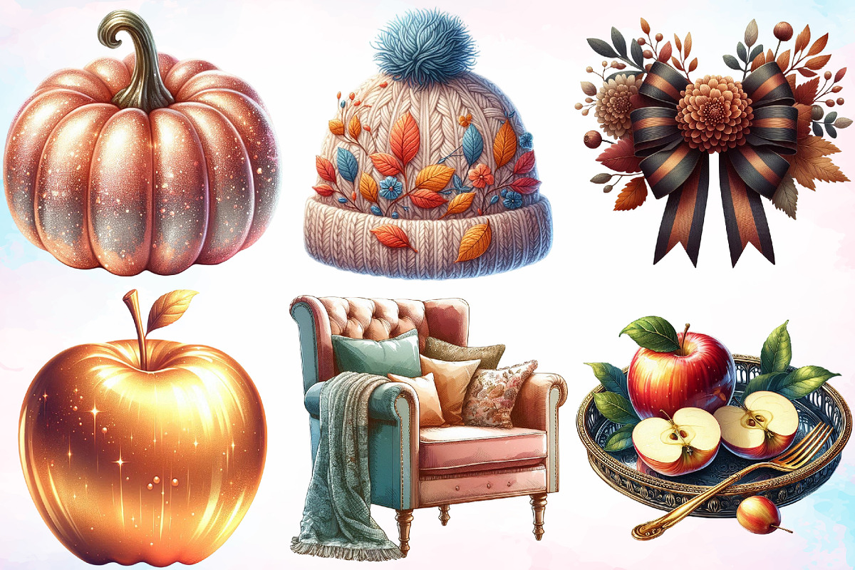 Watercolor Elegant Autumn Clipart, a Seasonal Illustration by Canvas Craft (Photo 4 of 8)