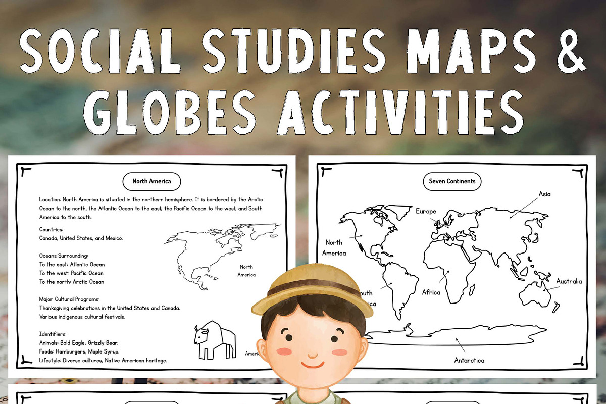 Social Studies Maps Globes Activitie, an Education Illustration by Sourcedigi (Photo 1 of 4)