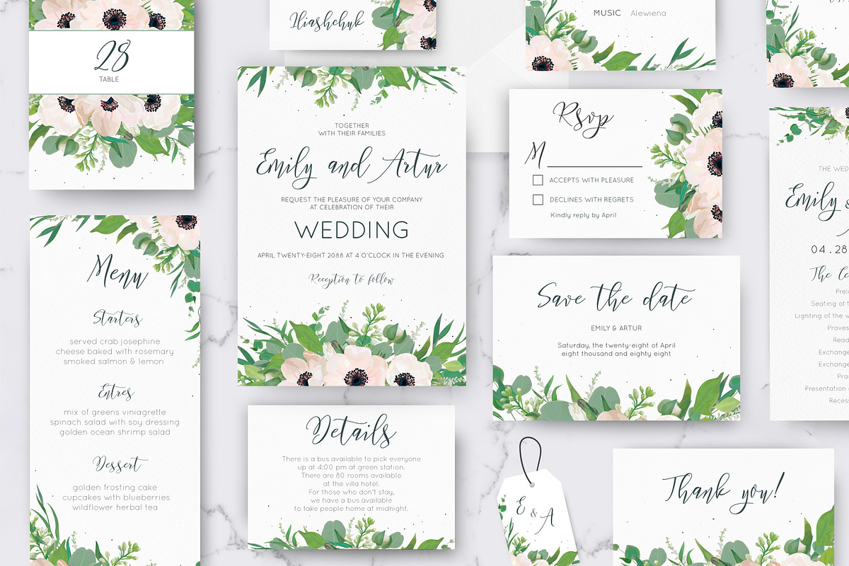 Wedding suite - Lovely Anemone, a Card Template by Alewiena (Photo 9 of 9)