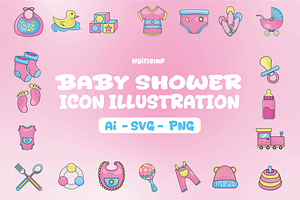 Baby Shower Icon Illustration