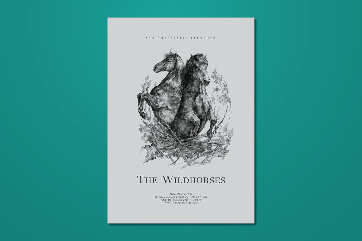 Elegant Hand Drawn Horses Flyer, a Flyer Template by ashenterprise (Photo 1 of 3)