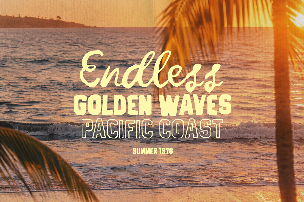 Sunset Motel Retro Summer Font Trio, a Handwritten Font by BilberryCreates (Photo 3 of 10)