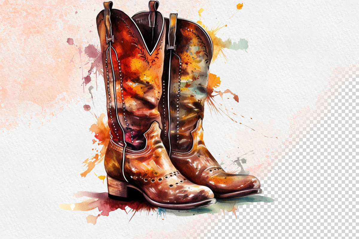 Western Flowers Boots Watercolor PNG, an Object Illustration by iloveTemplate (Photo 13 of 14)