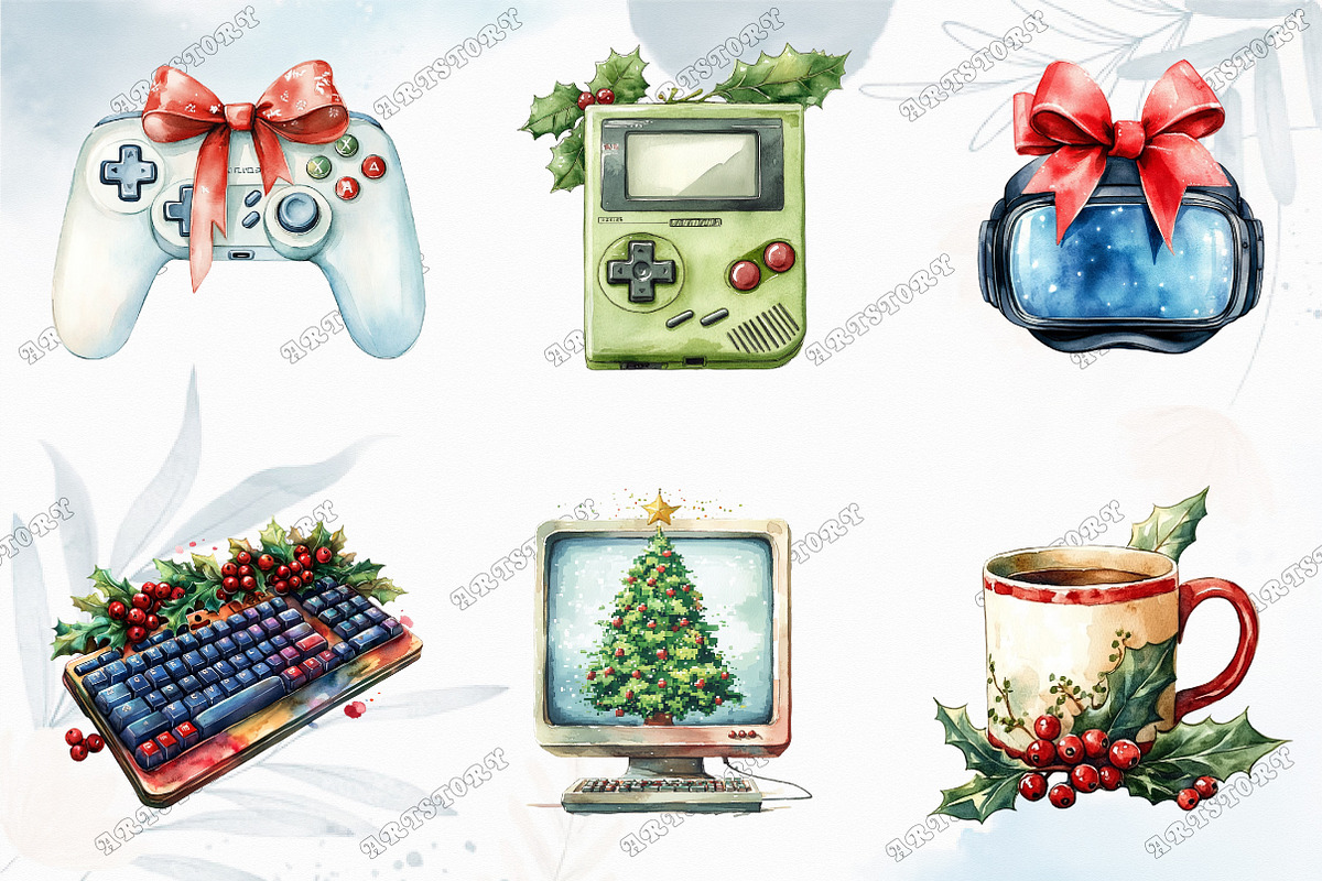 Christmas Gamer Clipart, an Illustration by designcity5 (Photo 3 of 5)