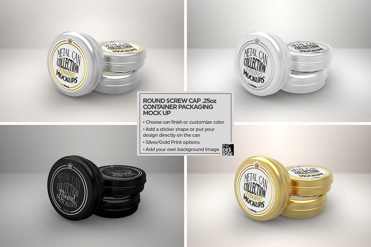 Round Screw Cap Tin Container Mockup, a Cups & Container Mockup by INCDesign (Photo 5 of 5)