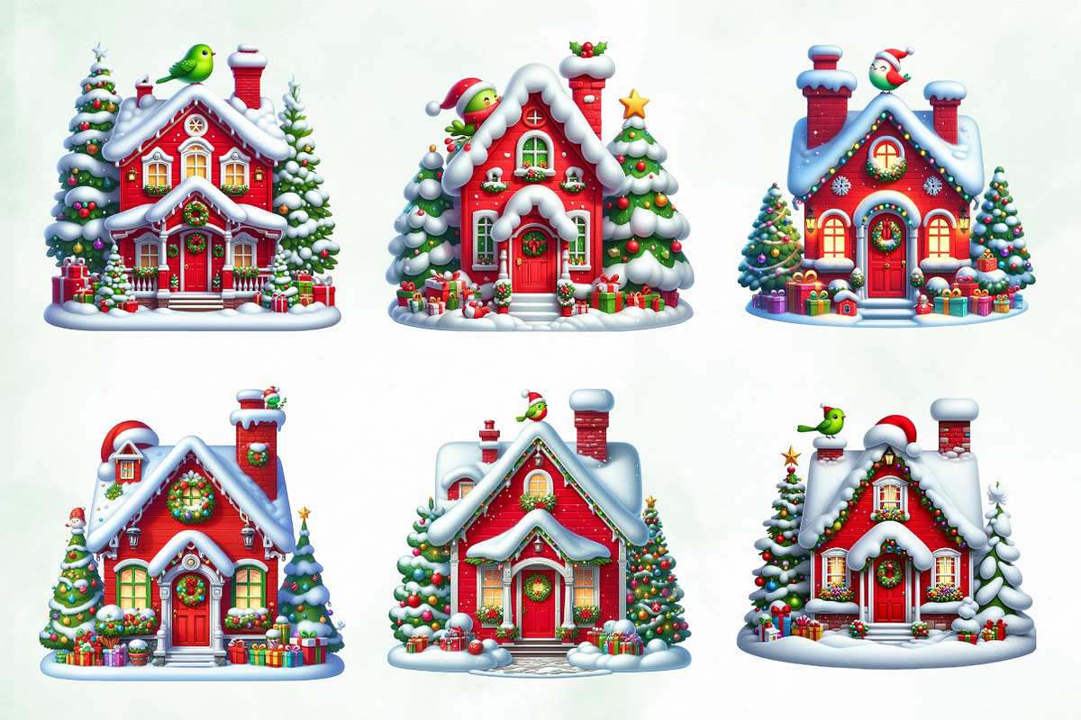 Watercolor Cute Mini Christmas House, an Illustration by Creative Art (Photo 2 of 4)