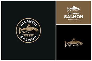 Atlantic Salmon Fish Water Wave logo, a Branding & Logo Template by Enola99d