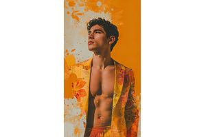 Hispanic Male Posing in Floral, a Beauty & Fashion Photo by Lermont51