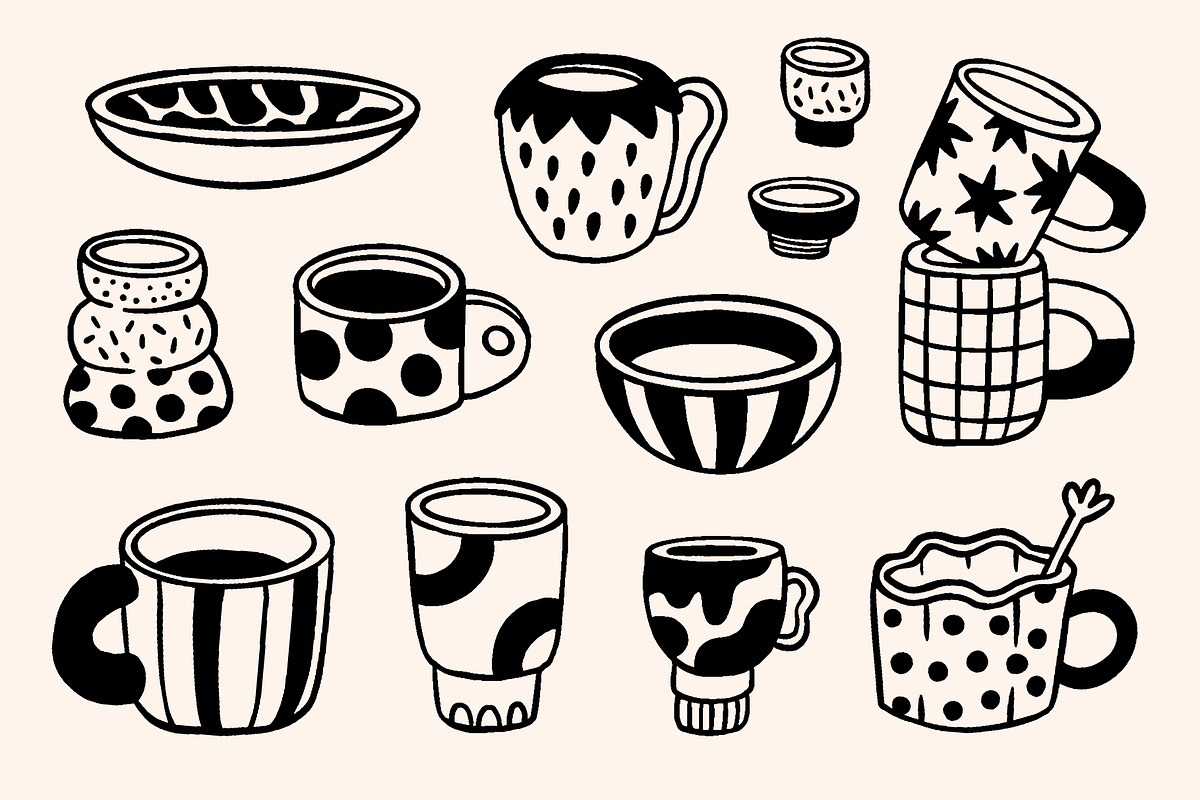 CAFE DOODLES | Graphic collection, a Food Illustration by katieromanoff_art (Photo 6 of 12)