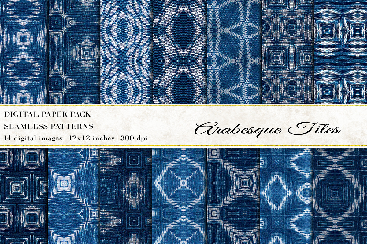 Arabesque Tiles Digital Papers, a Pattern Graphic by BonaDesigns