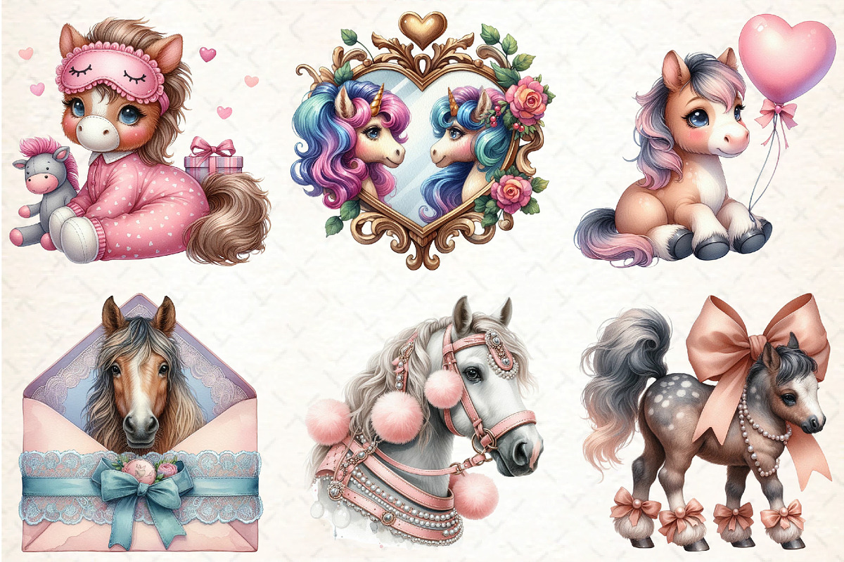 Coquette Horse Clipart, an Illustration by DreamCafeArt (Photo 3 of 6)