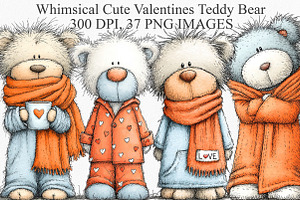 Whimsical Cute Valentines Teddy Bear, an Illustration by Canvas Craft