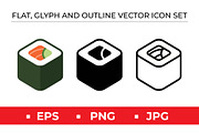 Sushi Icon Set - 3 Styles, an Outline Icon by Artonix (Thumbnail 1 of 2)