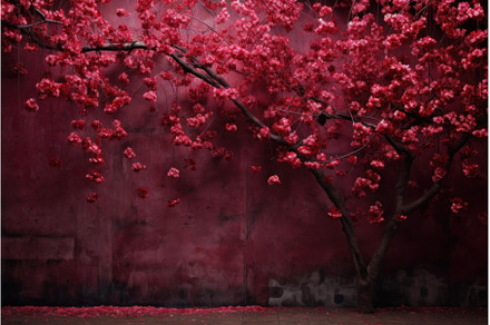 Sakura red wall without door, a Nature Photo by Ylivdesign