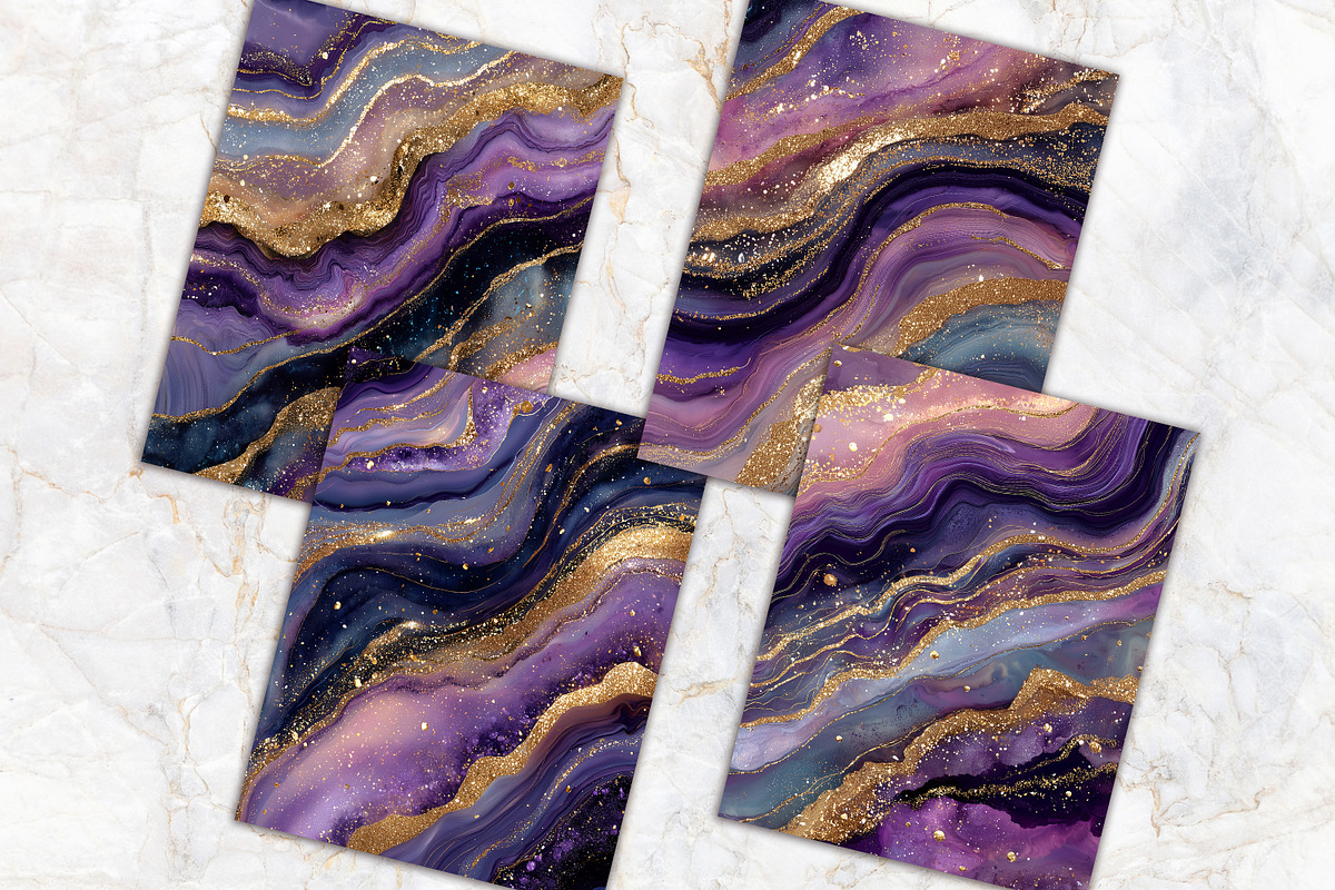 Royal Purple Agate Digital Paper Set, a Background Graphic by V Design Creator (Photo 9 of 12)