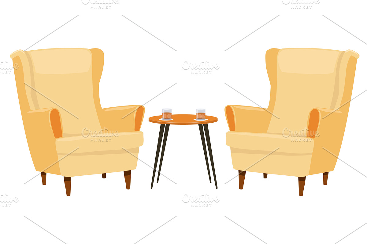 Comfortable soft armchairs. Coffee, an Object Illustration by Vectorbuum