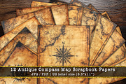Antique Compass Map Scrapbook Paper, a Background Graphic by V Design Creator (Thumbnail 1 of 10)