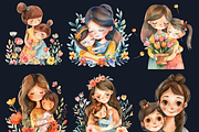 Watercolor Cute Mother's Day Clipart, a Graphic by GiraffeCreative (Thumbnail 7 of 9)