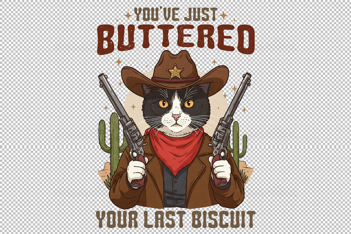Funny Cat Png ,Retro Cowboy Png, an Illustration by Sublimation Artist (Photo 2 of 6)