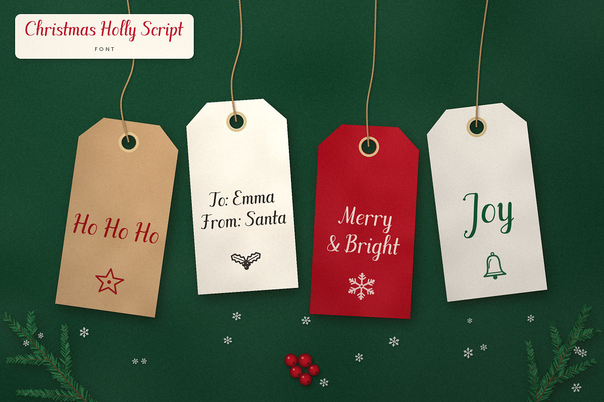 Christmas Holly Script Font, a Script Font by vladocar (Photo 3 of 9)