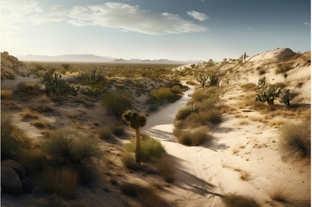 Mexican desert landscape. Generate, a Nature Photo by Ylivdesign