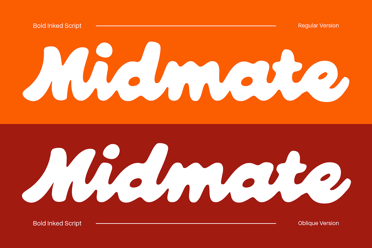 Midmate - Bold Inked Retro Script, a Script Font by Typia Nesia (Photo 2 of 12)