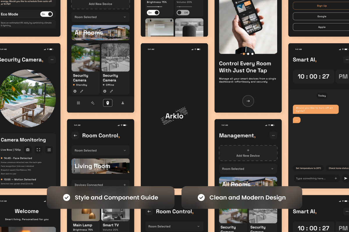 Arklo – Home Control App UI Design, an App Template by twinstd (Photo 4 of 5)