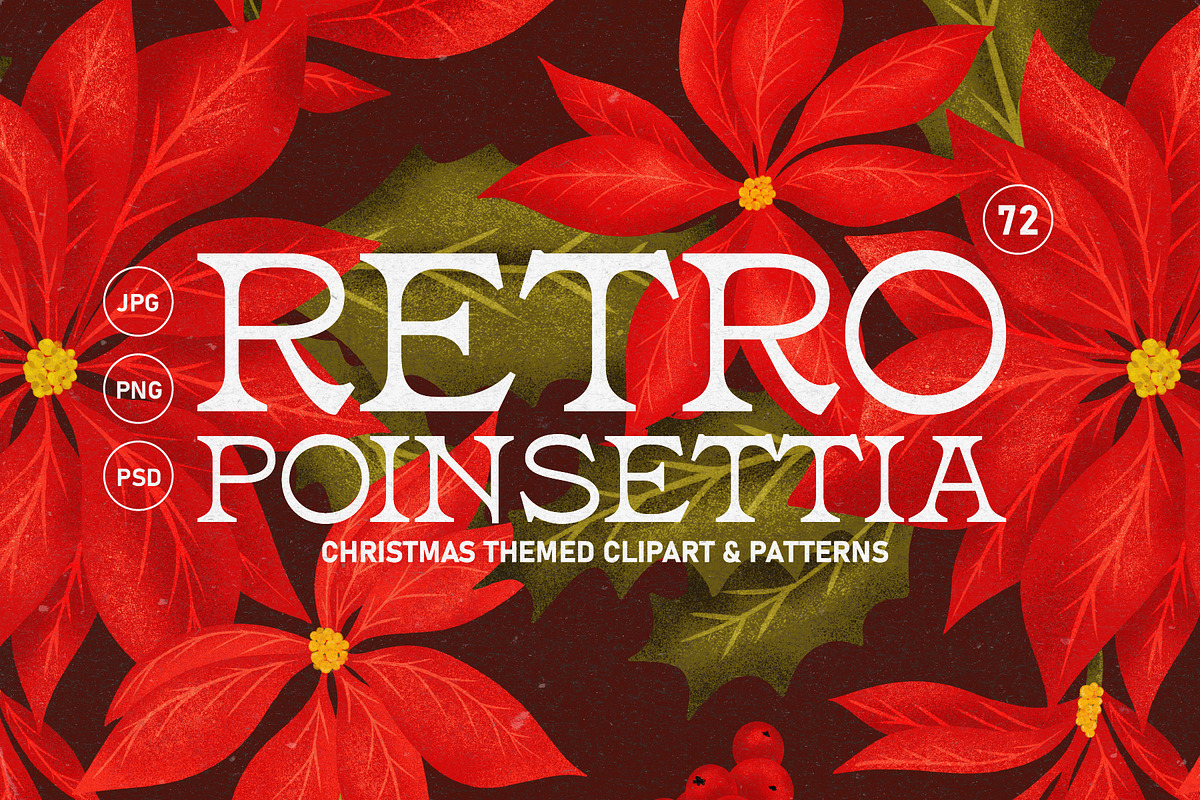 Retro Christmas Floral Set, an Illustration by angelainthefields (Photo 1 of 7)