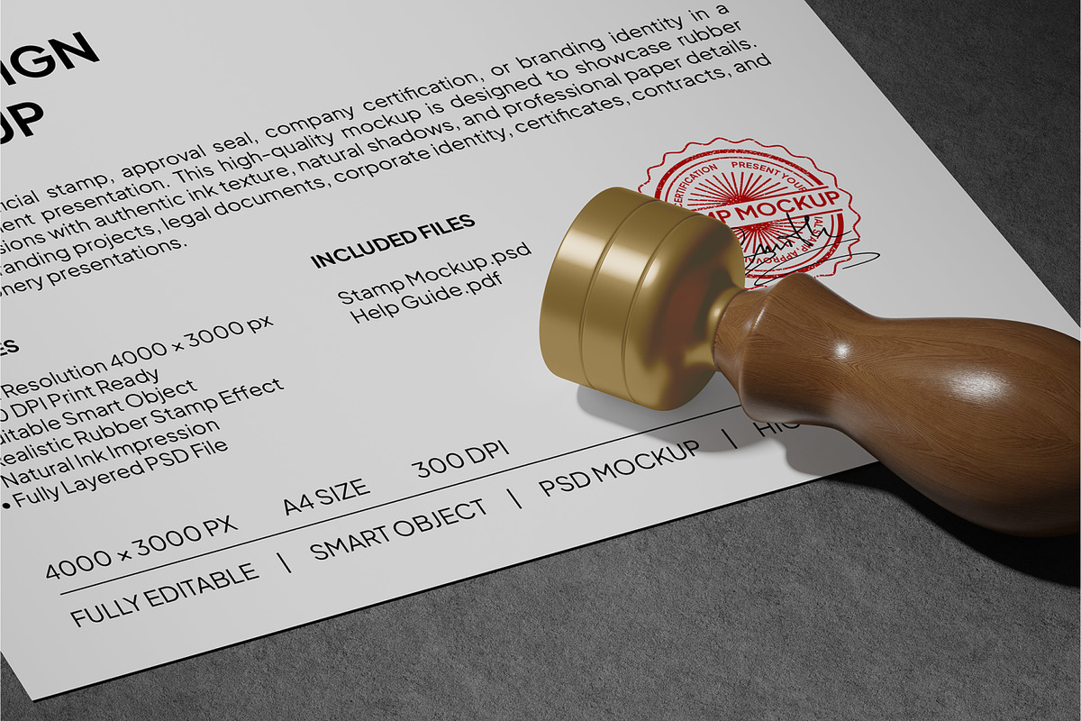 Stamp Sign Mockup, a Books & Magazine Mockup by Permadi Creative (Photo 2 of 5)