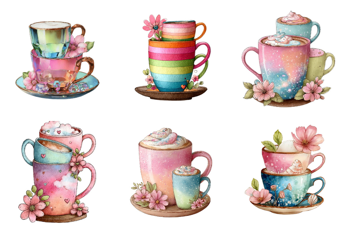 Whimsical Cups Clipart, an Illustration by Design Market (Photo 3 of 5)