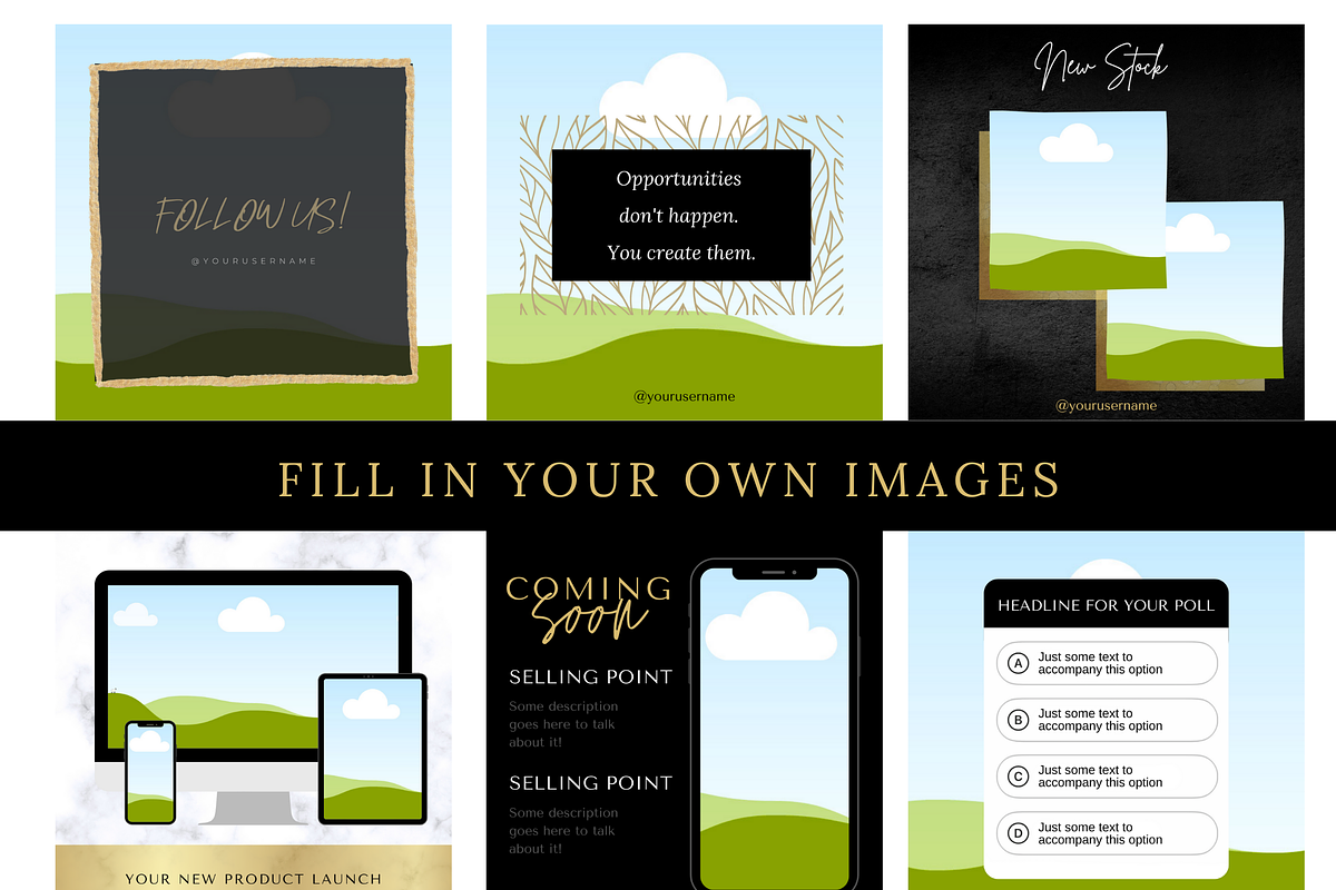 Black and Gold Luxury Templates Canva