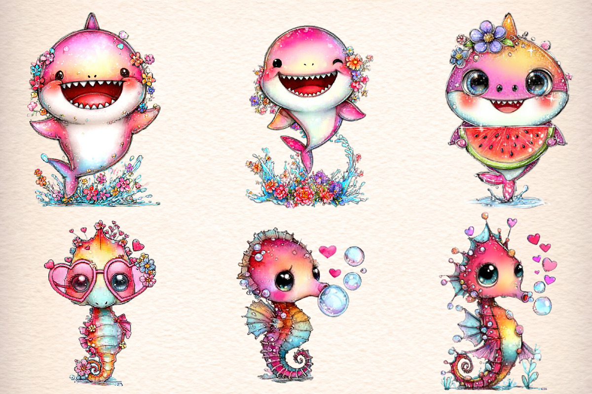 Sea Animals Clipart Bundle, an Illustration by Digital Artistic99 (Photo 4 of 11)