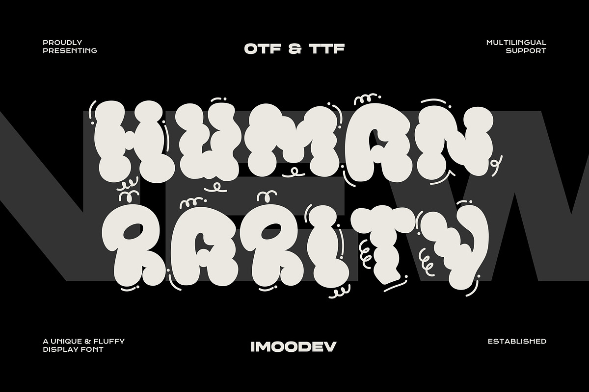Human Rarity - Cloud Bubble Typeface, a Handwritten Font by Imoodev (Photo 1 of 5)