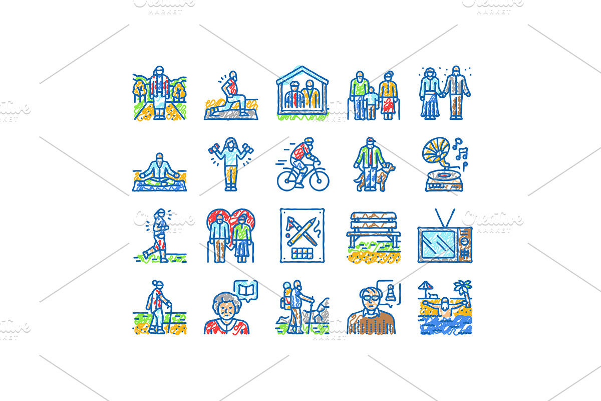 elderly leisure old happy people, an Object Illustration by pikepicture