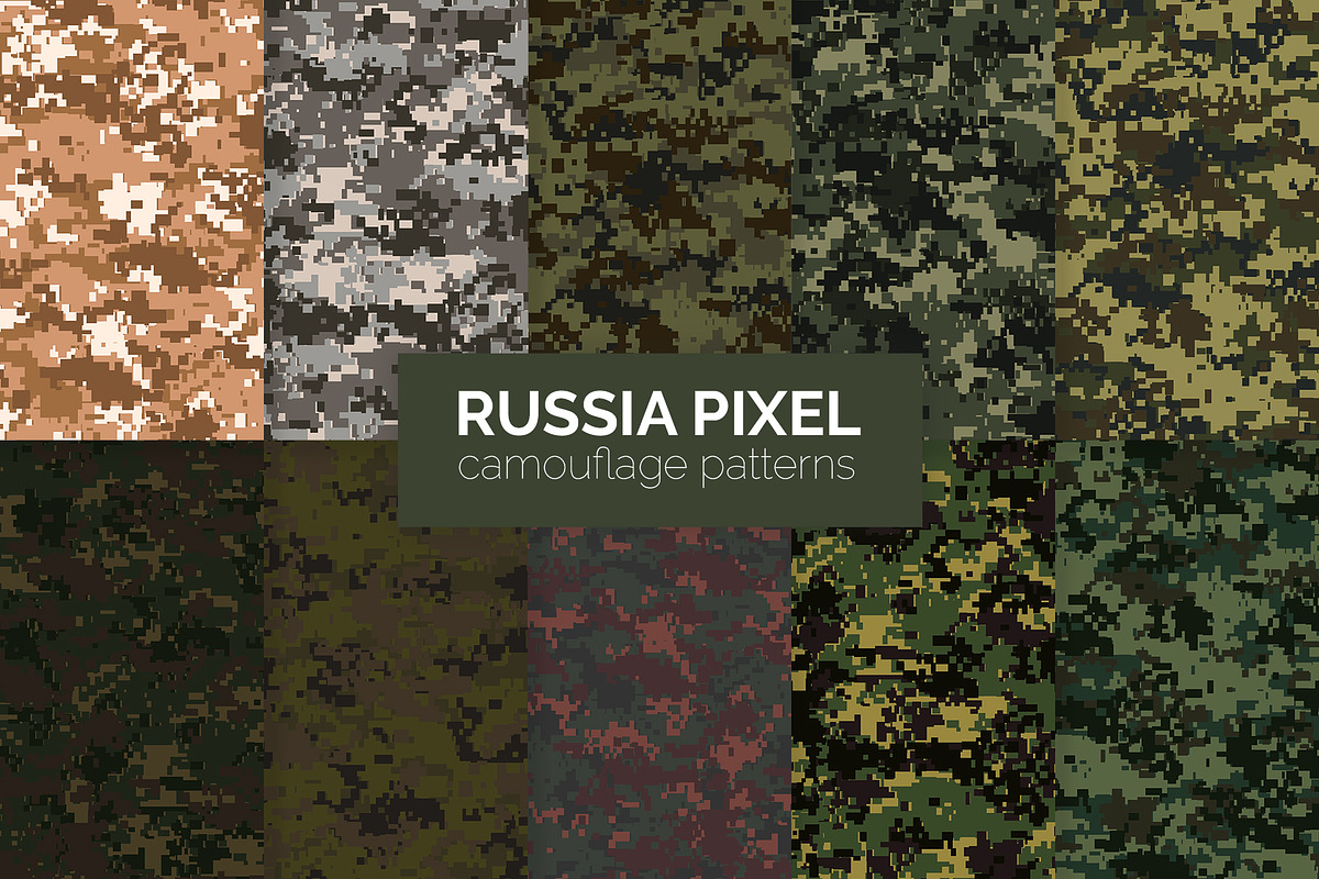 Russia Pixel Camouflage Patterns, a Pattern Graphic by 3Y_Design (Photo 1 of 5)