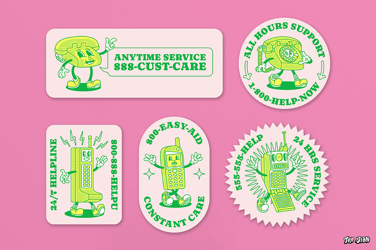 Retro Cartoon Call Center Badges, a Graphic by The Isian (Photo 1 of 5)