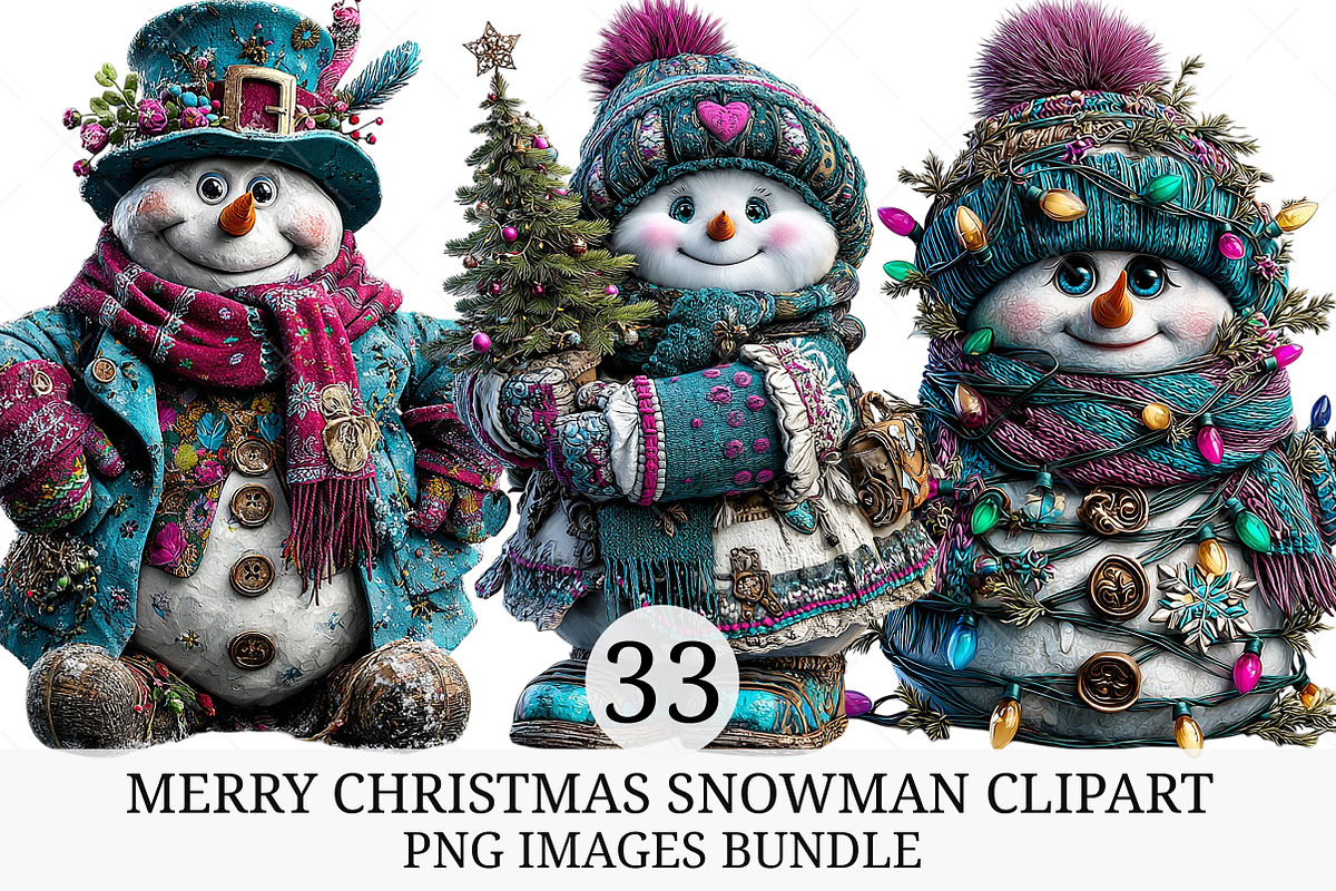 Merry Christmas Snowman Clipart, an Illustration by Craft Nest (Photo 1 of 10)