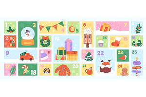 Advent calendar template. Christmas, an Object Illustration by LadadikArt