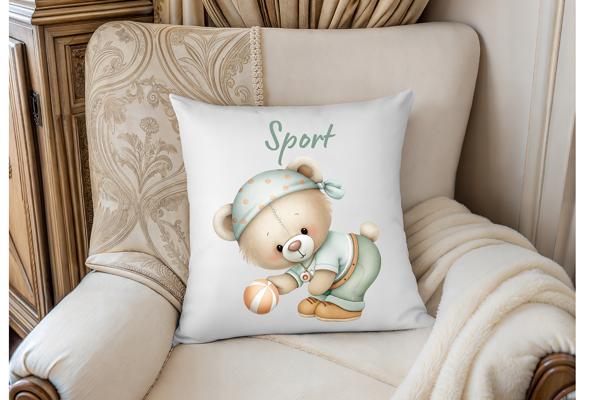 Watercolor Teddy Bear Soccer Clipart, an Illustration by MockupWizard (Photo 5 of 5)