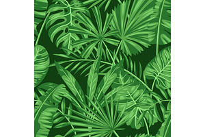 Pattern With Stylized Palm Leaves.