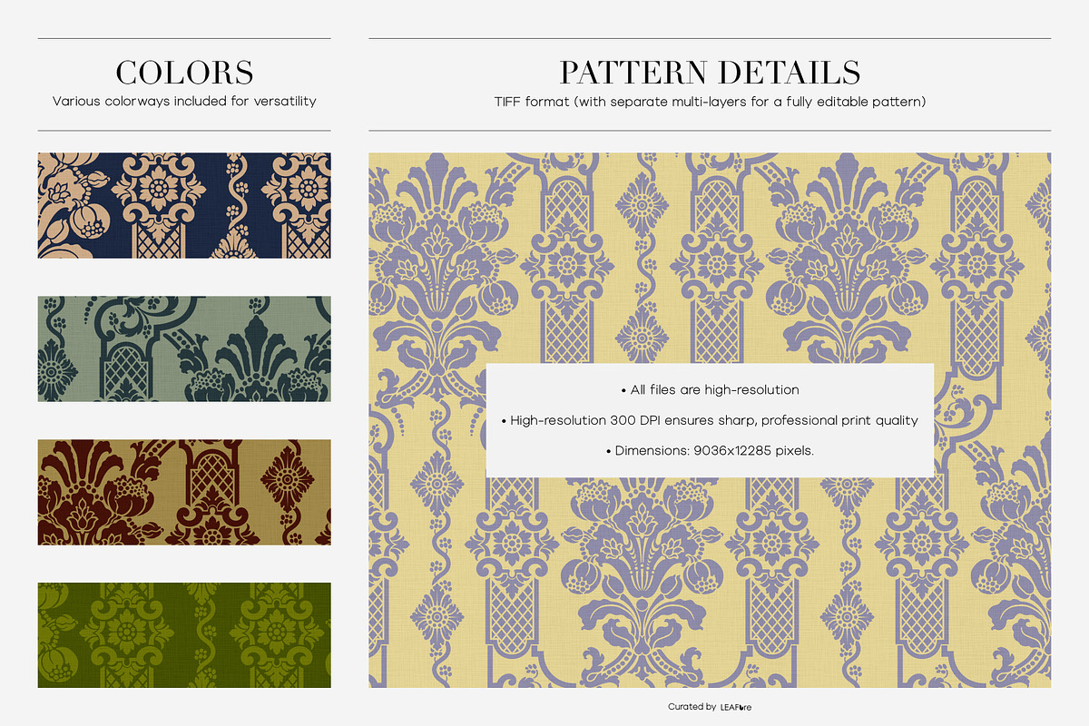 Palace Damask Traditional Patterns, a Pattern Graphic by LEAFure (Photo 2 of 8)