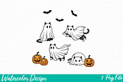 Black Cat Halloween Png, an Illustration by Watercolor design (Thumbnail 1 of 3)