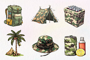 Camouflage Summer Elements Clipart, an Illustration by CreationArt (Thumbnail 2 of 5)
